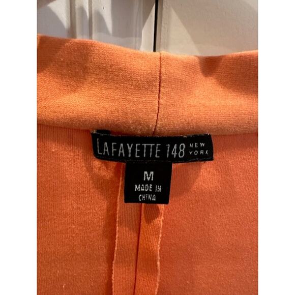 Lafayette 148 New York Square Neck Cotton Top 3/4 Sleeves Size: Medium Orange - Picture 4 of 7
